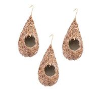 HEMOTON 3pièces Nichoir Artificiel Décoratif Nid Paille Tressée Cachette pour Oiseaux Décoration De Nichoir Style Naturel pour Jardin
