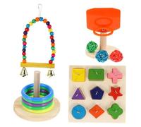 HEMOTON 4 Ensembles Jouets Colorés pour Entraînement Perroquets Kit Éducatif à Mâcher et Balançoires Accessoires pour Conures et Calopsittes Stimule Intelligence et Couleur Aléatoire