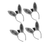 HEMOTON 4 pièces Bandeau Oreilles Âne Doux Serre-tête Léger pour Costume Halloween Accessoire Animalier Unisexe Confortable et Festif pour Fêtes et Cosplay