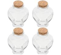 HEMOTON 4 Pièces Bouteille à Vœux en Verre Cœur 160ml avec Bouchon Liège | Bois et Liège, Rangement D’anneaux, Verre Transparent, Présentation Romantique, Présents et Collecte