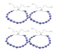 HEMOTON 4 Pièces Bracelet Œil Mauvais Réglable pour Femme Bracelet Cordon avec Perles Fines Bijoux Artisanaux pour Usage Quotidien et Événements