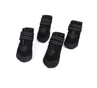 HEMOTON 4 Pièces Chaussures Chien Hiver Imperméables et Chaudes Bottes Antidérapantes Tissu Néoprène Respirant avec Bandes Réfléchissantes Protection Sûre pour Petits Chiens Extérieur