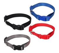 HEMOTON 4 Pièces Collier Réglable Confortable en Nylon Réfléchissant pour Chien avec Boucle de Sécurité, Anneau Métallique et Adapté aux Quotidiennes en Extérieur