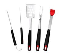 HEMOTON 4 Pièces Ensemble d'outils pour Barbecue Trousse Cuisson grillades grattoir pour Gril extérieur brochettes Grillage Pelle à Barbecue Outils de Barbecue Coup de Nourriture Noir