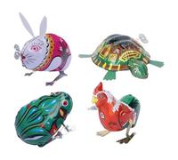 HEMOTON 4 pièces Jouets à Remonter Mécaniques Animaux Fer Grenouilles Sauteuses Colorées de Éducatif pour Garçon Fille sans Pile Jouets Primitifs Amusants