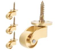 HEMOTON 4 Pièces Mini Roulettes Pivotantes en Cuivre pour Meubles, Support | Roulement à Billes de Précision, Rotation 360°, Mouvement Silencieux, Protection du Sol, pour Armoires de Bureau