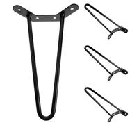 HEMOTON 4 Pièces Pieds de Meubles en Métal D'épingle à Cheveux, Noir, pour Canapé et Meubles, Usage Bureau et Maison, Patins de Protection