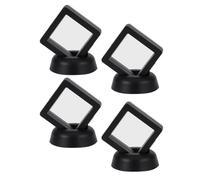 HEMOTON 4 Pièces Présentoir à Pièces Carré Transparent 50mm, Noir | PVC et Pe, Base de Table Inclinable, pour Jetons, Médailles, Vitrine ou Comptoir
