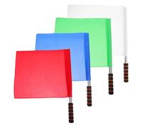 HEMOTON 4 Pièces Referee Flags Set With Stainless Steel Handles And Non Slip Sponge Grip For Soccer Volleyball Rugby Matches