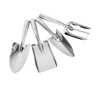 HEMOTON 4 Pièces Set Jardinage Acier Inoxydable Pelle Bêche Fourche et Râteau Ergonomiques pour Fleurs Plantation et Désherbage Outils Durables pour Entretien Jardin