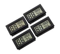 HEMOTON 4 Pièces Thermomètre Hygromètre Numérique Mini pour Boîte | Affichage Digital Clair, Montage Encastré Rectangulaire, Plastique Noir, pour Armoire Sèche et Boîtes Déshydratantes