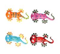 HEMOTON 4pièces Décorations Murales Forme De Gecko Art Mural Pour Intérieur Et Extérieur Ornements Muraux De Jardin Décorations Murales Métal