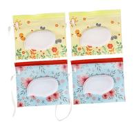 HEMOTON 4pièces Pochette à Lingettes Humides Eva Portable pour Lingettes avec Fenêtre Ouverture et Système Extraction