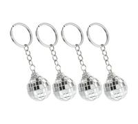 HEMOTON 4pièces Porte-clés Boule Disco Facette Lumineuse Ornement Multifonction pour Sacoche et Clés Design Miroir Années Accessoire Cadeau Pratique et Stylé