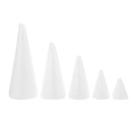 HEMOTON 5 Pièces Cône en Mousse Blanc, Forme Conique Légère | Surface Lisse, Base pour Compositions Floristiques, Décorations de Sapin et Projets DIY à Maison
