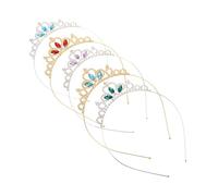HEMOTON 5 pièces Couronne de Princesse de Tiaras pour Filles Accessoires Élégants Fer pour et Fêtes Styles Colorés Bleu Rouge Doré Bleu Doré