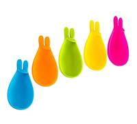 HEMOTON 5 Pièces Tapis De Cuillère à Cintre à Thé Porte-sachets De Thé Repose Sachet Infuseur à Thé en Silicone Marqueur De Verre en Silicone Bureau Charme Gel De Silice Tasse De Lapin