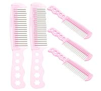 HEMOTON 5pièces Lot De Peignes à Cheveux Roses Avec Dents Métalliques Pour Perruques De Poupée Et Démêlage Extensions De Cheveux Synthétiques