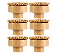 HEMOTON 6 Pièces Boutons de Meubles Bohèmes Ronds en Bois Tressé avec | Style Vintage Boho, Prise Confortable et Toucher , pour Commode, Placards et Mobilier