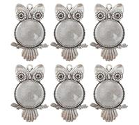 HEMOTON 6 Pièces Breloques Pendentifs Cristal Forme Hibou, Base Ronde 25mm | Alliage et Verre, pour Ornements et Déménagement, Accessoire DIY Bijoux, Lot Créatif