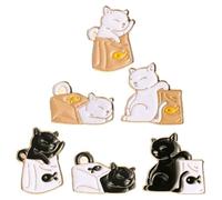 HEMOTON 6 Pièces Broche de Dessin Animé Chat, Épingle Kawaii, Alliage, Broche Portable pour Paquet à Dos et Paquet, Accessoire Vêtement, pour Amoureux des Chats, Halloween Plusieurs styles