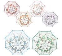 HEMOTON 6 Pièces Parapluie Décoratif Mini en Dentelle pour Mariage, | Ombrelle Vintage pour Accessoires Photo, Usage en Mariage et Scène, Facile à Ranger, Style Élégant