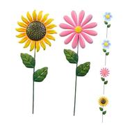 HEMOTON 6 Pièces Piquets Jardin Métal Tournesol Résistants Aux Intempéries Décoration Extérieure pour Jardinières Pelouses et Plantes Lot de Art de Jardin Moderne