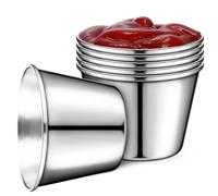 HEMOTON 6 Pièces Tasses à Sauce en Acier Inoxydable 304 Résistantes la Rouille, Solution de Rangement Pratique Argentée, pour Restaurant Cuisine