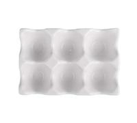 HEMOTON 6grilles Boîte à Œufs Céramique Antidérapante à Compartiments Pour Réfrigérateur Rangement Pratique Et Élégant Des Œufs Blanc