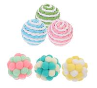 HEMOTON 6pièces Balles Peluche pour Chat Jouet Interactif pour Chaton Balles pour Animaux De Compagnie Stimule Intérêt Et Réduit Stress