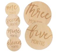 HEMOTON 6pièces Disques Mensuels Bois Double Face Panneaux Pour Jalons Réutilisables Et Pratiques Formes Rondes Surface Lisse