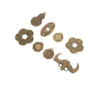 HEMOTON 8 Pièces Chinese Style Auspicious Brass Coins for Feng Shui Divination Ancient Craft Decoration for Luck Wealth and Prosperity Mixed Style