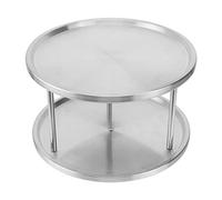 Hemoton Assiette de service à dessert en acier inoxydable à 2 niveaux - Plateau de présentation en métal pour fruits de mer - Tour de support pour restaurant, buffet, fête de mariage