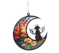 HEMOTON Attrape-Soleil Commémoratif pour Chien Décoration De Fenêtre Motif Lune Souvenir pour Amoureux des Animaux Suspension Facile