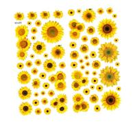 HEMOTON Autocollants Muraux Tournesol Amovibles en Pvc sans Trace Auto-adhésifs 135 Pièces pour Décoration Chambre Salon Maison, Décoration Murale Facile à Appliquer et Retirer