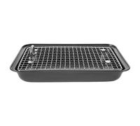 HEMOTON Bac à Litière pour Lapin en Acier Inoxydable Anti-rongeurs, Grosse Taille 30x20x4,5 Cm Grille Amovible, Résistant au Renversement, Plateau D’Apprentissage Propreté pour Petits