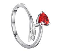 HEMOTON Bague Couple Réglable en Argenté 925 Design Flèche de Cupidon Ouverte Bague Mode Cœur pour Femme Accessoire Bijou Romantique Présent Anniversaire ou Mariage