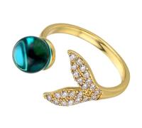 HEMOTON Bague Ouverte Réglable pour Femme Forme de Sirène avec Anneau Ajustable pour Filles Accessoire de Mode Polyvalent et Confortable