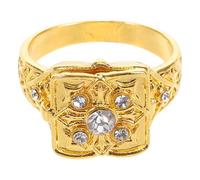HEMOTON Bague Vintage Femme avec Compartiment Secret, Anneau Sculpté Micro-pavé Doré, Bague Médaillon Unique Taille 10, Bijoux Rétro Polyvalents pour Usage Quotidien