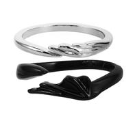 HEMOTON Bagues chics couple ange et démon, ensemble assorti 2 pièces, noir, alliage de zinc, confortables à porter, ouverture réglable, pour couple, ornements quotidiens
