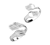 HEMOTON Bagues de Couple Anneaux en Cuivre Réglables, Bagues de Couple Argenté Zirconium Micro-pavé, Confortables et Légères, pour Saint-valentin et Amoureux