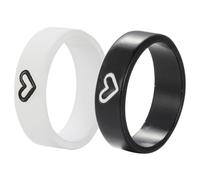 HEMOTON Bagues de Couple Assorties en Acier Inoxydable Bagues de Cœur Alliances pour Amoureux Présent Saint-Valentin Bijoux de Doigt Résistants au Ternissement Taille Moyenne