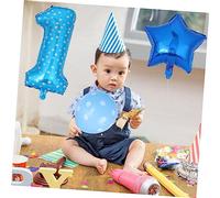 HEMOTON Ballons Anniversaire Chiffre Latex Bleu Décoration Fête Garçon Fille et Garçon Fille Facile à Gonfler Réutilisable pour Chambre Salon et Extérieur Shower et Première Bougie