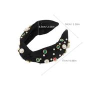 HEMOTON Bandeau Noué Large Orné de Perles et Cristaux pour Femmes et Filles Serre-tête Chic et Polyvalent Accessoire Élégant pour Tenue Décontractée ou Habillée Mode Vintage Élégante