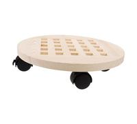 HEMOTON Base de Pot à Fleurs de Roue Universelle Supports pour Plantes avec Roues Support de Pot à Fleurs Usine Support de Plante Mobile Plateau à roulettes pour Plante Bois Beige