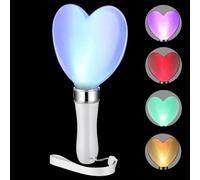 HEMOTON Bâton Phosphorescent en Abs Compact de Cœur Blanc, Bâton Lumineux pour Concerts et Festivals Changement de Couleur, Accessoire pour Fans