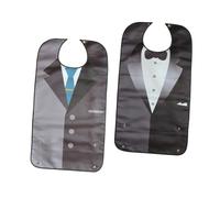 HEMOTON Bavoir Adulte Imperméable Réutilisable avec Poche Anti-miettes Motif Imprimé Protection Complète pour Repas Seniors Lot