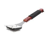 HEMOTON BBQ Grill Nettoyage Brosse Et Racleur Poignée en Bois en Acier Inoxydable Barbecue Grill Cleaner Brosse Barbecue Spatule pour Accessoires de Grillades en Plein Air Rouge Foncé