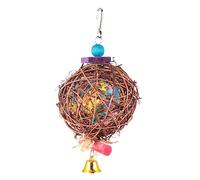 HEMOTON Bitballs avec De l'herbe Soyeuse Oiseau D'activité du Perroquet Perruche Jouets Perroquet Mâcheur Mâcher Jouets pour Conures Fibres Végétales Coloré Couleur Aléatoire