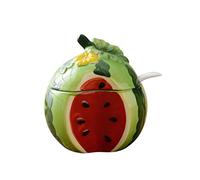 HEMOTON Bocal à Épices Céramique Forme De Fruit Avec Couvercle Et Cuillère Pot à Condiments Original Pour Cuisine Pour Sel Poivre Sucre Et Autres Assaisonnements